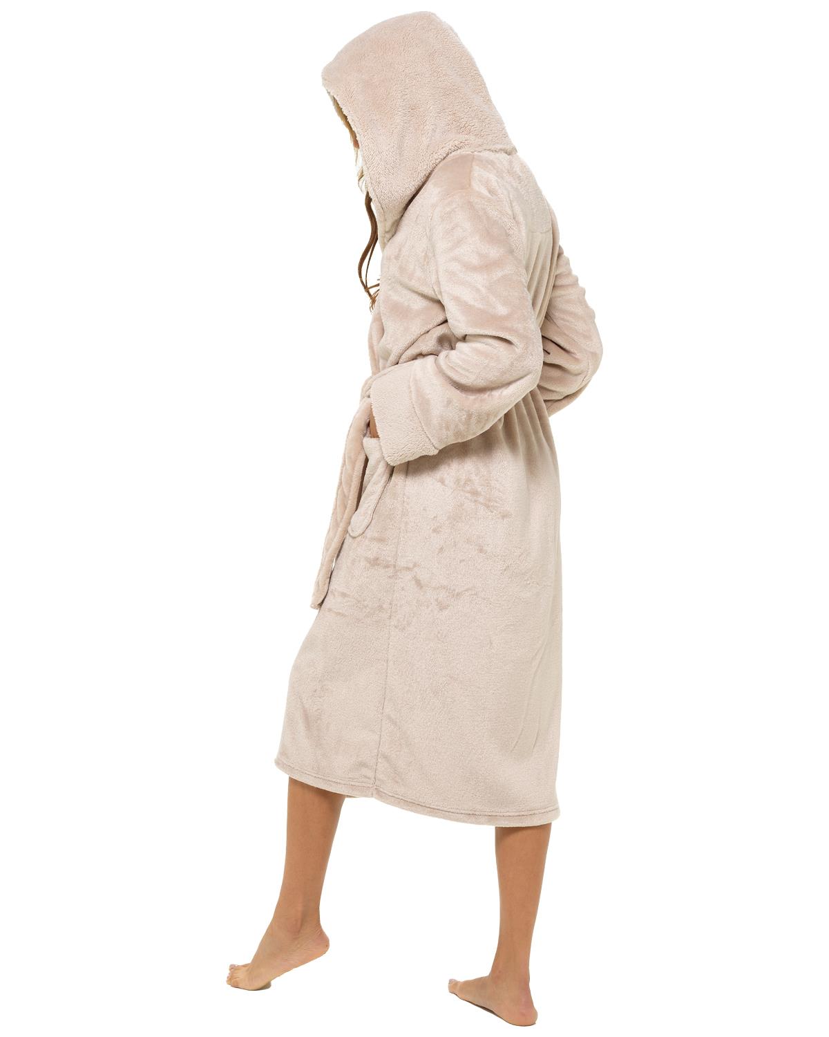 Womens Polished Fleece Cuff Detail Dressing Gown