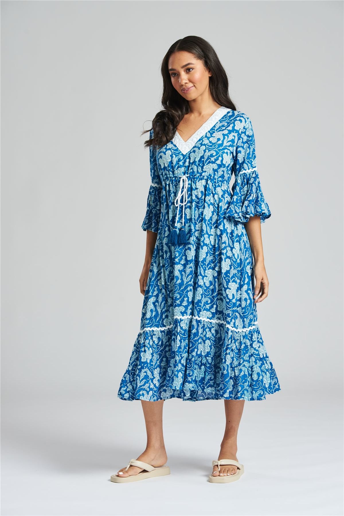 South Dress Womens Frilly Cotton Summer Dress