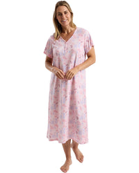 Marlon womens Autumn Leaf Jersey Longer Length Nightdress