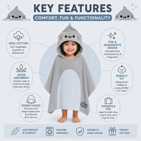 Adoramals Archie the Shark Kids Hooded Towel