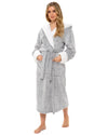 Womens Textured Fleece Sherpa Trim Dressing Gown