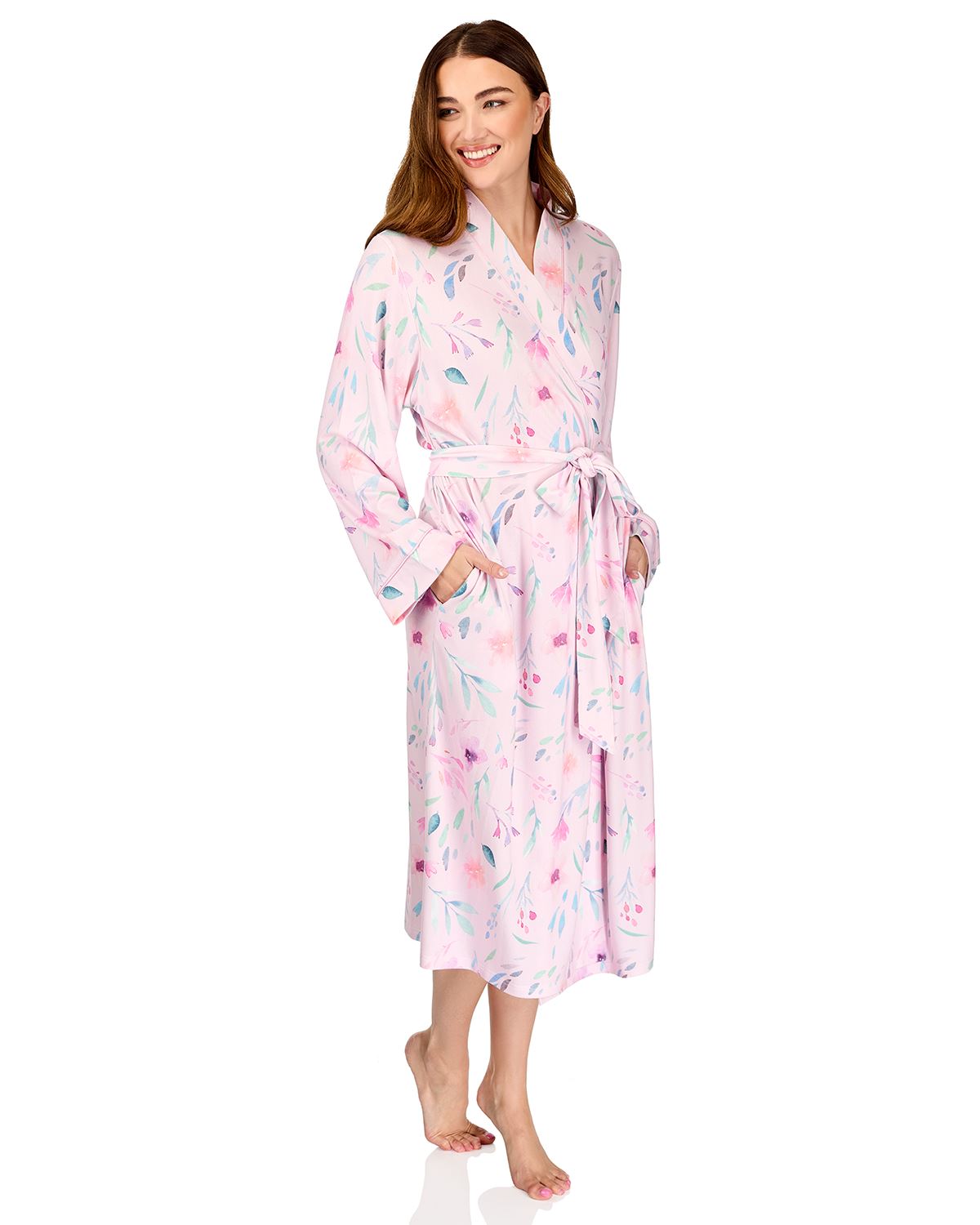 La Marquise Womens 'Watercolours' Long Sleeve Wrap Robe