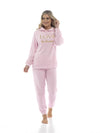 Womens Polished Fleece Slogan Hooded Pyjamas