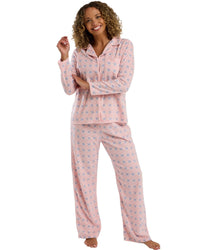 Indigo Sky Ladies Plush Fleece Fleur Geo Pyjamas