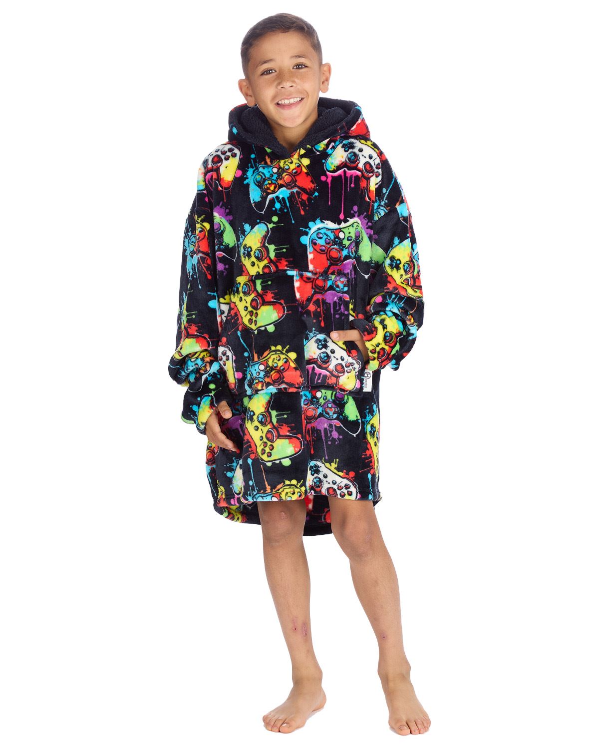 Huggable Kids Gamer Print Oversized Hoodie