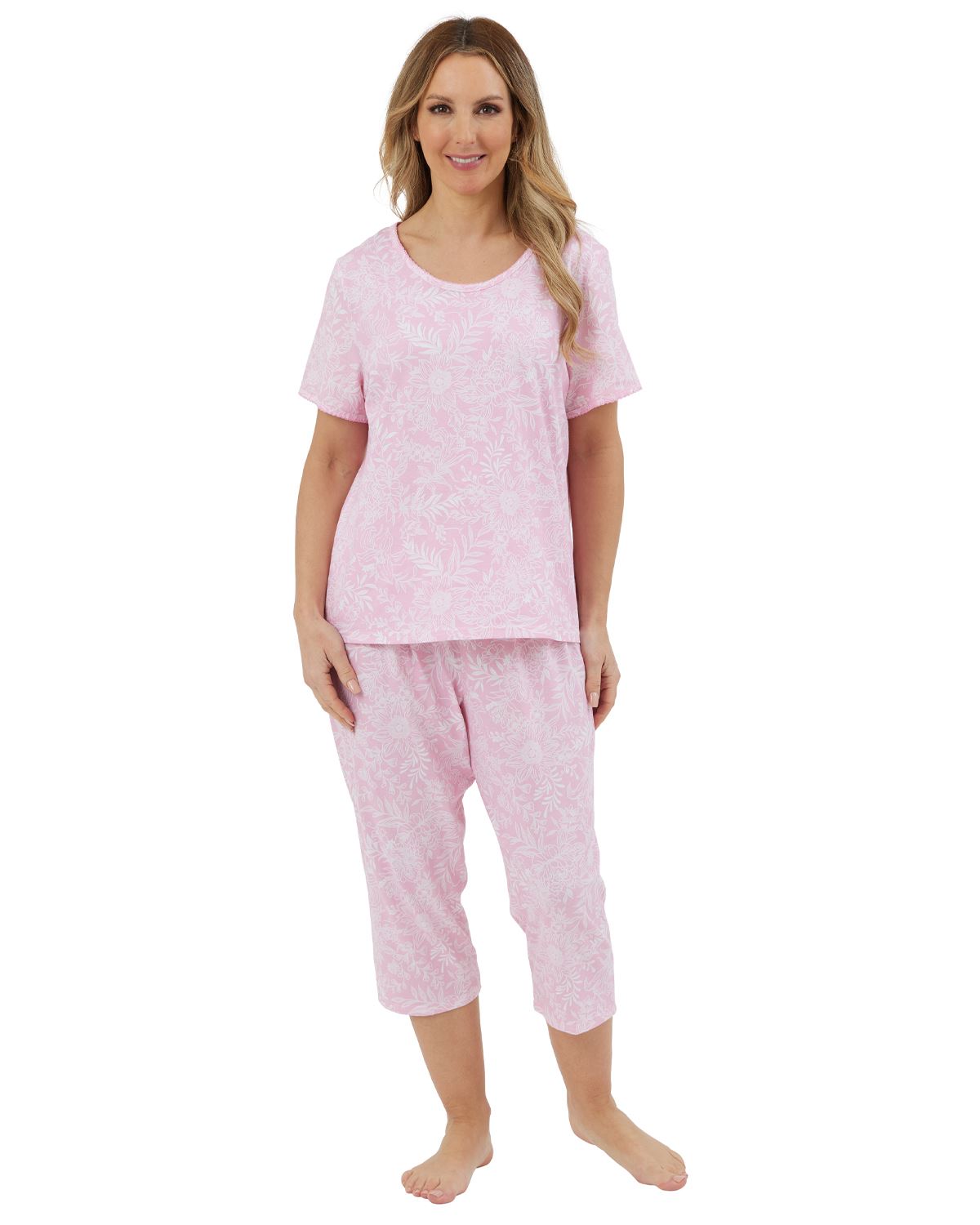 Marlon Womens Floral Jersey Cropped Pyjamas
