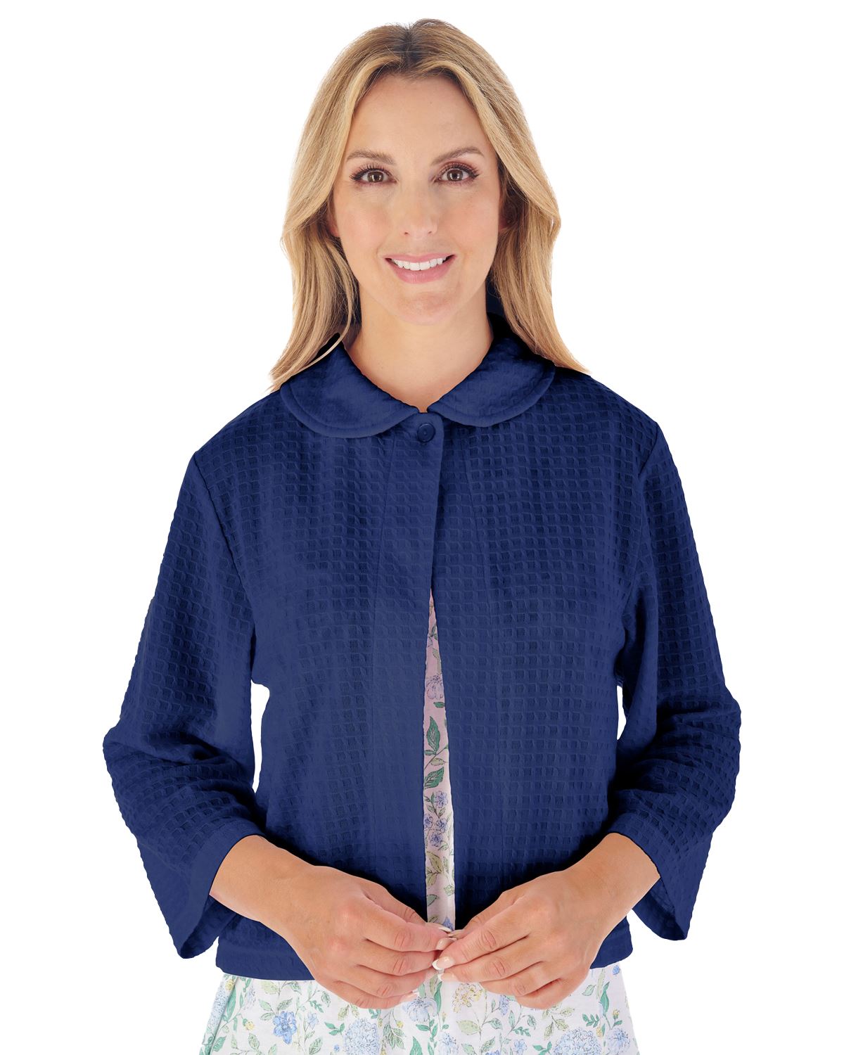 Slenderella Womens Waffle Button Bed Jacket