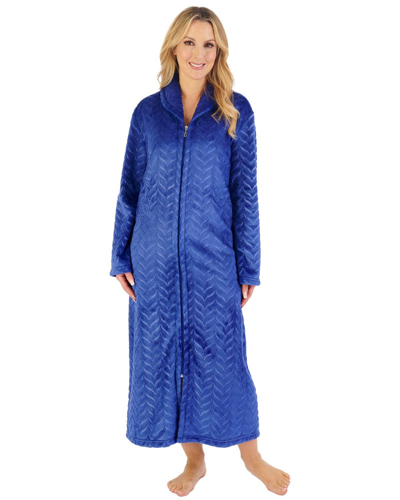 long zipped dressing gown ladies Slenderella With Zip Front Slenderella Womens Embossed Zip Dressing Gown – Slumber Hut Wedding & Special Occasion