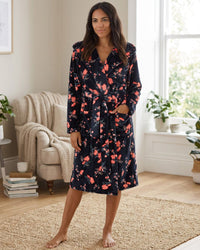 Forever Dreaming Womens Plush Floral Print Hooded Robe
