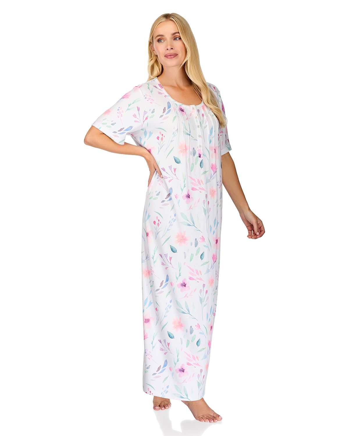 La Marquise Womens 'Watercolours' 43" & 50" Short Sleeve Nightie
