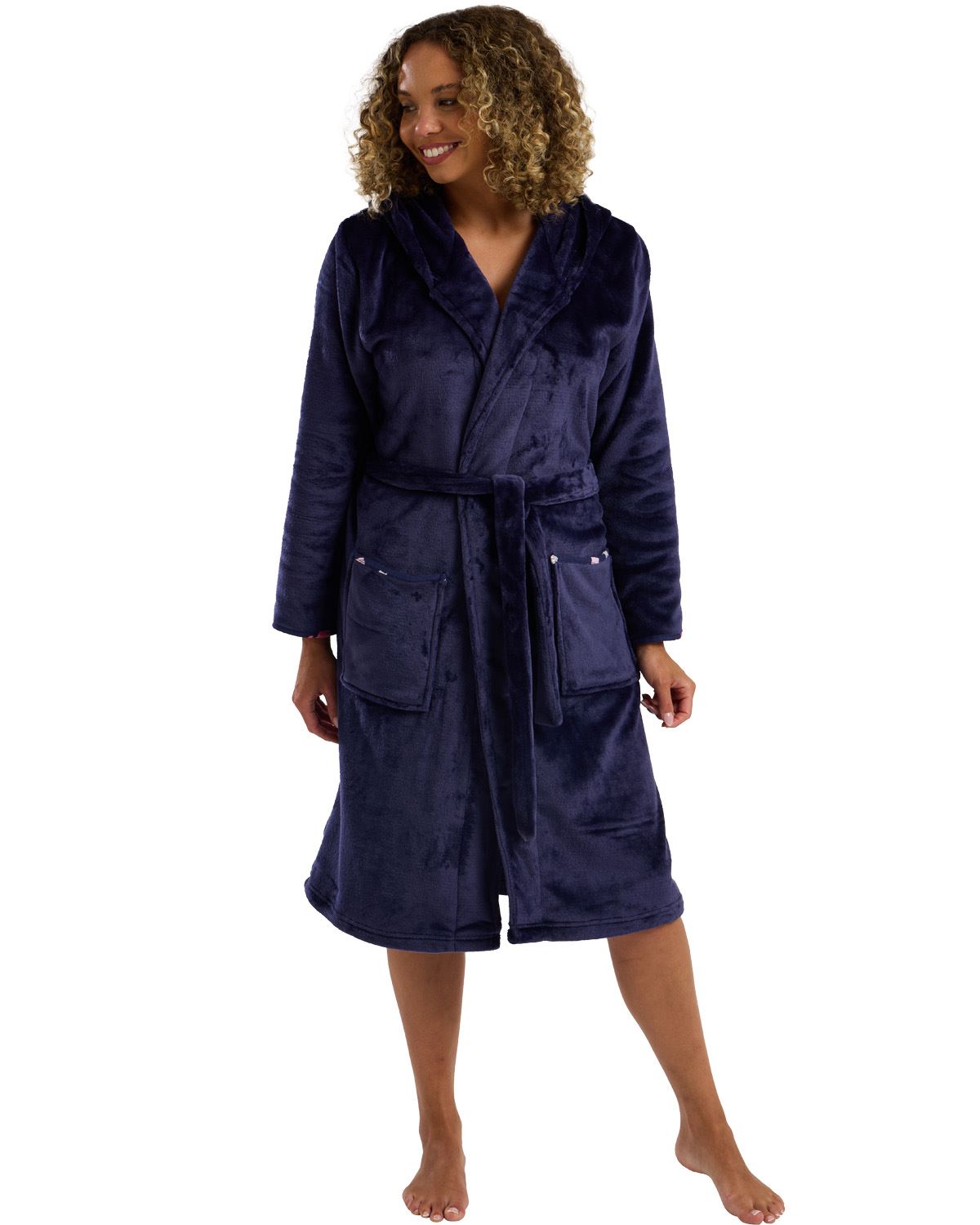 Indigo Sky Womens Fleece Hooded Robe