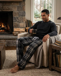 Cargo Bay Mens Polished Fleece Check Lounge Pants