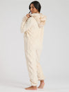 Loungeable Womens Cable Cut Faux Fur Trim Onesie