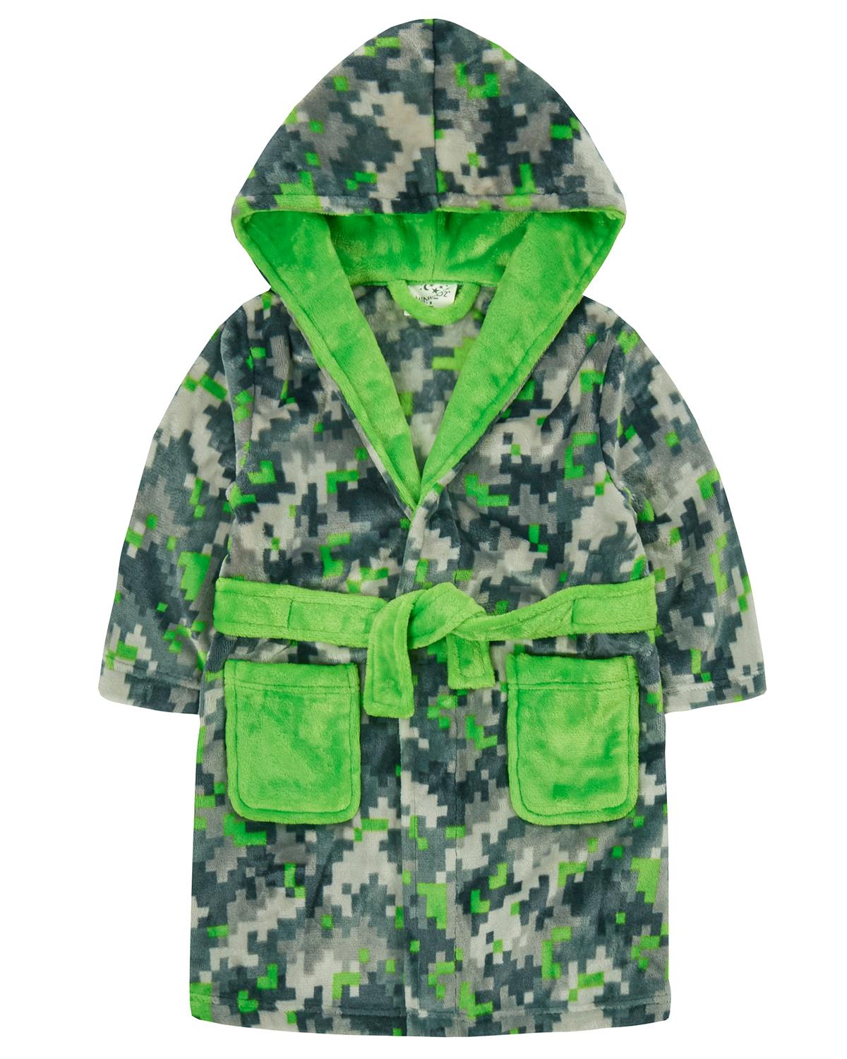 Boys Green Pixel Camo Dressing Gown Slumber Hut Boys Green Pixel Camo Dressing Gown Slumber Hut