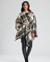 South Beach Womens Check Belted Waist Poncho