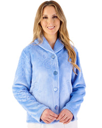 Slenderella Womens Floral Embossed Fleece Bedjacket