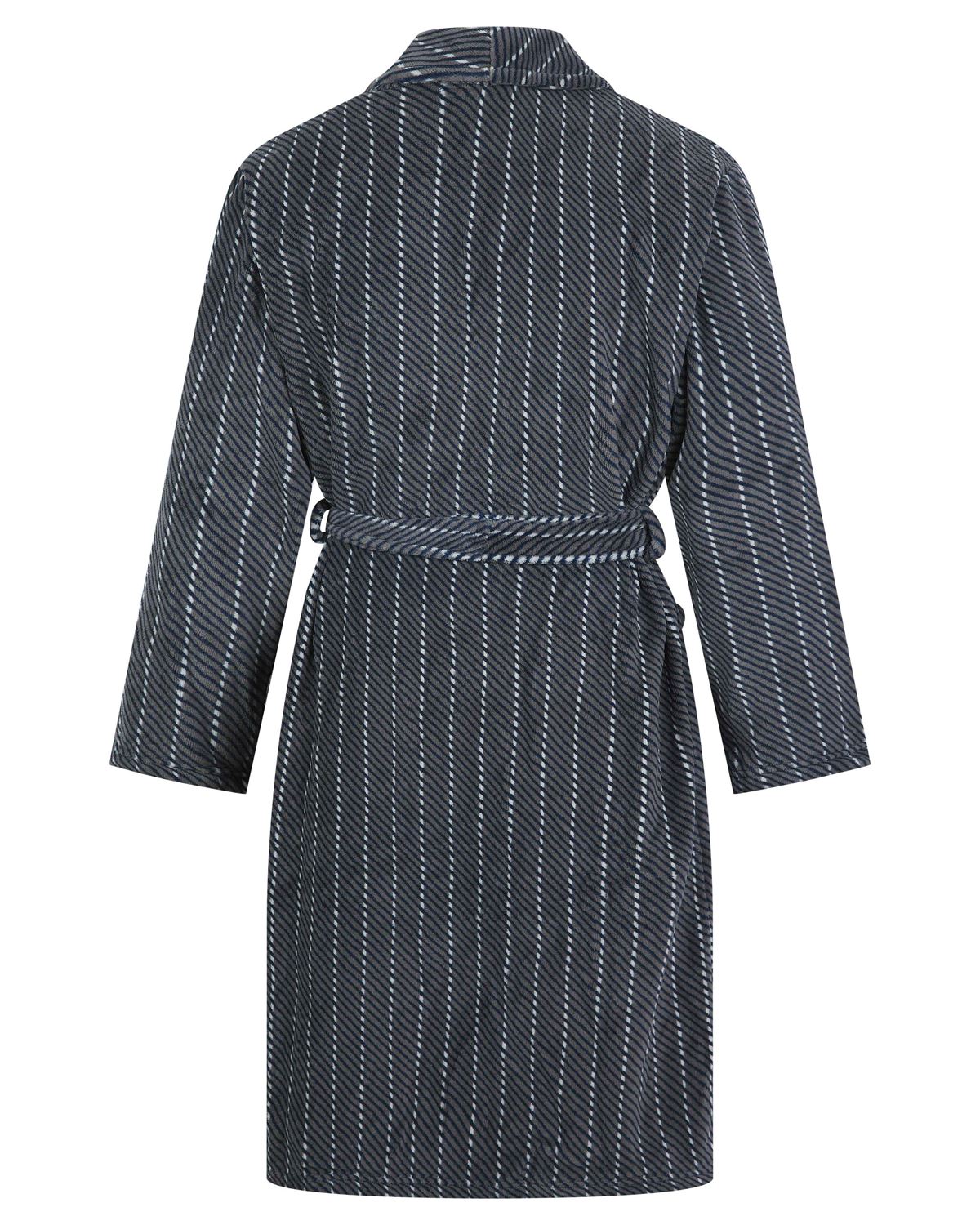 Walker Reid Mens Grey Stripe Coral Fleece Robe