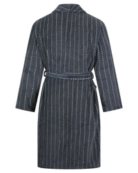 Walker Reid Mens Grey Stripe Coral Fleece Robe