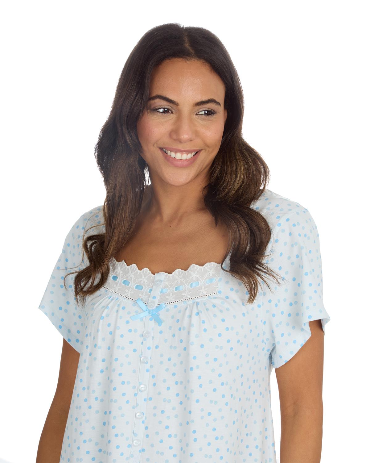 Cottonique Womens Jersey Cotton Short Sleeve Nightie