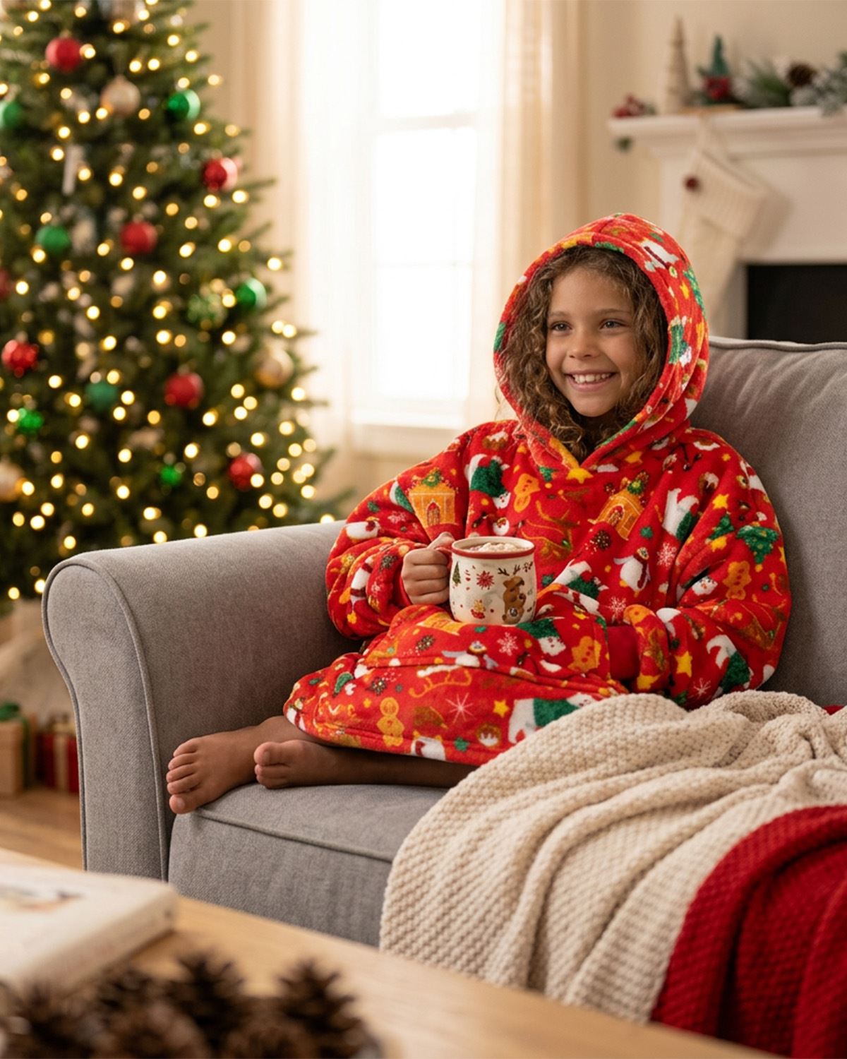 Huggable Kids Christmas Print Oversized Hoodie