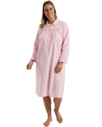 Marlon Womens Pretty Floral Wincey 45" Long Sleeve Nightdress