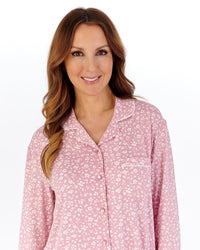 Slenderella Womens Gaspe Supersoft Floral Long Sleeve Pyjamas