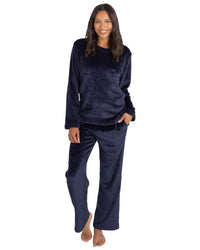 Forever Dreaming Womens Ribbed Stripe Fleece Lounge Set
