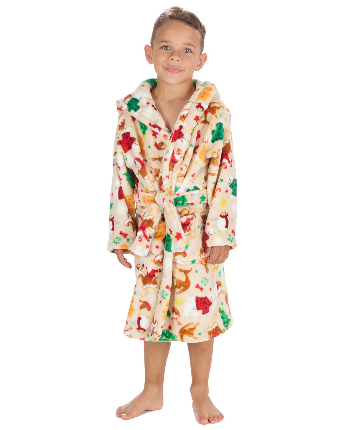 Huggable Kids Christmas Hooded Dressing Gown
