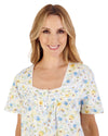 Slenderella Womens 42" Watercolour Floral Woven Nightie