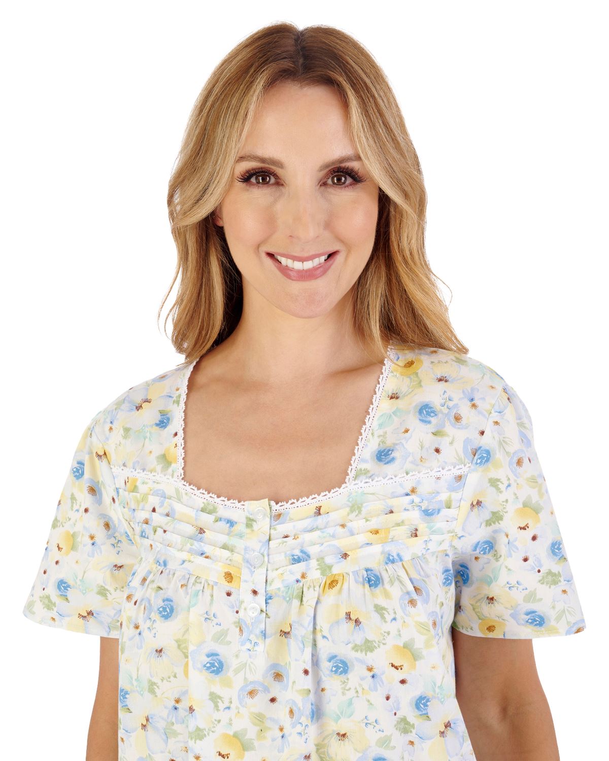 Slenderella Womens 42" Watercolour Floral Woven Nightie