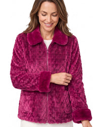 Marlon Womens Faux Fur Puff Fleece Zip Bedjacket