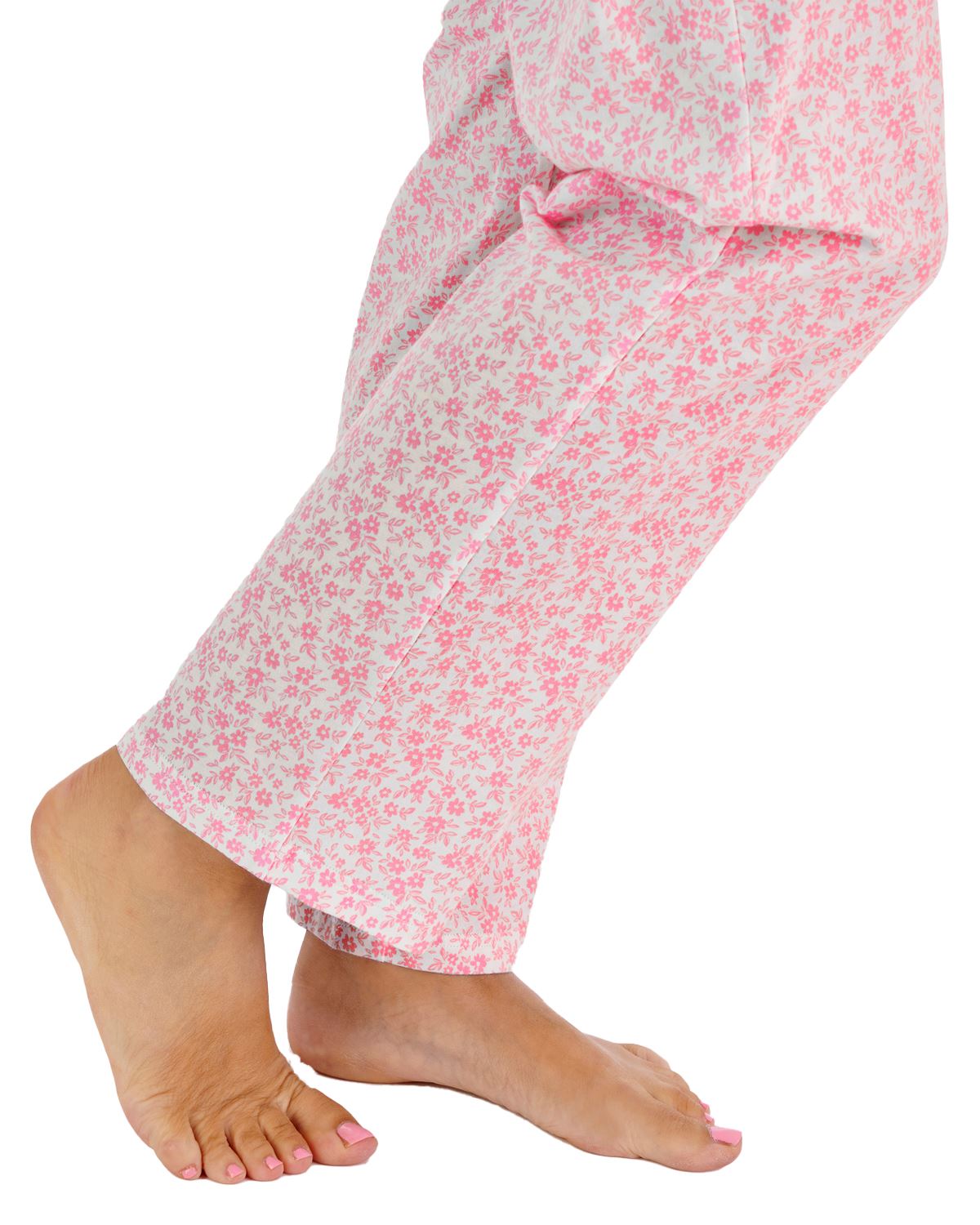 Slenderella Womens Ditsy Floral Tailored Jersey Pyjamas
