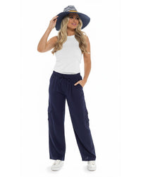 Indigo Roc Womens Linen Cargo Trousers