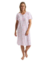 Marlon Womens Fun Floral 40" Short Sleeve Nightdress