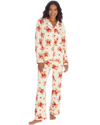 Womens & Girls Pyjamas Set Teddy Bear or Pink Heart Stripe